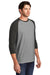 District DM136 Mens Perfect Tri 3/4 Sleeve Crewneck T-Shirt Grey Frost/Black Model 3q