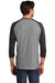 District DM136 Mens Perfect Tri 3/4 Sleeve Crewneck T-Shirt Grey Frost/Black Model Back