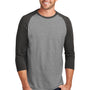 District Mens Perfect Tri 3/4 Sleeve Crewneck T-Shirt - Grey Frost/Black