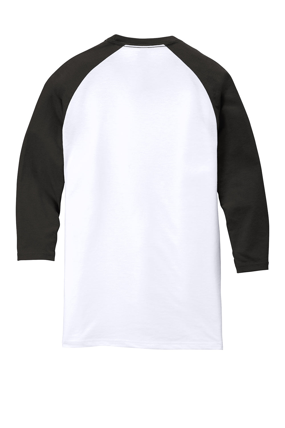 District DM136 Mens Perfect Tri 3/4 Sleeve Crewneck T-Shirt White/Black Flat Back