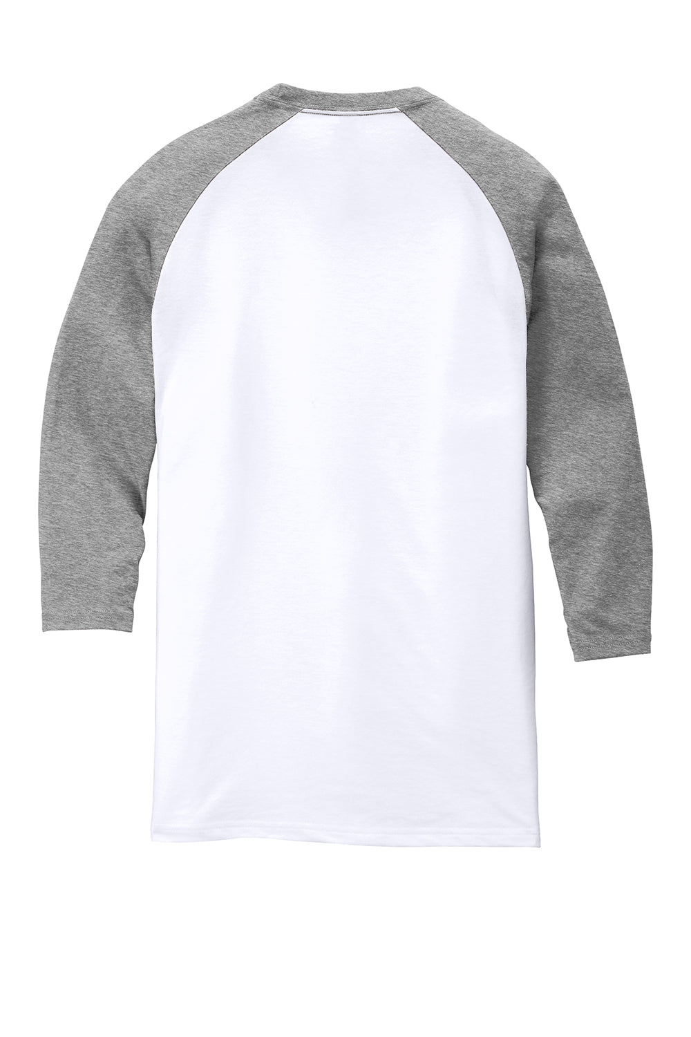 District DM136 Mens Perfect Tri 3/4 Sleeve Crewneck T-Shirt White/Grey Frost Flat Back