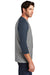 District DM136 Mens Perfect Tri 3/4 Sleeve Crewneck T-Shirt Grey Frost/Navy Blue Model Side