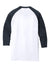 District DM136 Mens Perfect Tri 3/4 Sleeve Crewneck T-Shirt White/New Navy Blue Flat Back