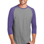 District Mens Perfect Tri 3/4 Sleeve Crewneck T-Shirt - Grey Frost/Purple