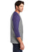 District DM136 Mens Perfect Tri 3/4 Sleeve Crewneck T-Shirt Grey Frost/Purple Model Side