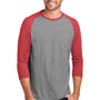 District Mens Perfect Tri 3/4 Sleeve Crewneck T-Shirt - Grey Frost/Red