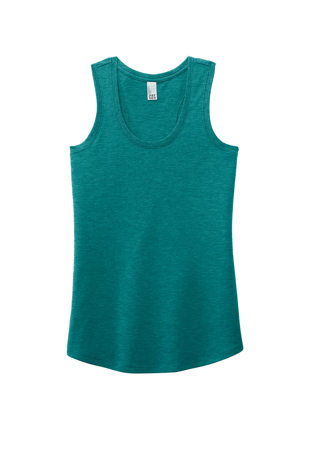 District DM138L Womens Perfect Tri Tank Top Heather Teal Blue Flat Front