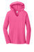 District DM139L Womens Perfect Tri Long Sleeve Hooded T-Shirt Hoodie Fuchsia Pink Frost Flat Front