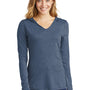 District Womens Perfect Tri Long Sleeve Hooded T-Shirt Hoodie - Navy Blue Frost