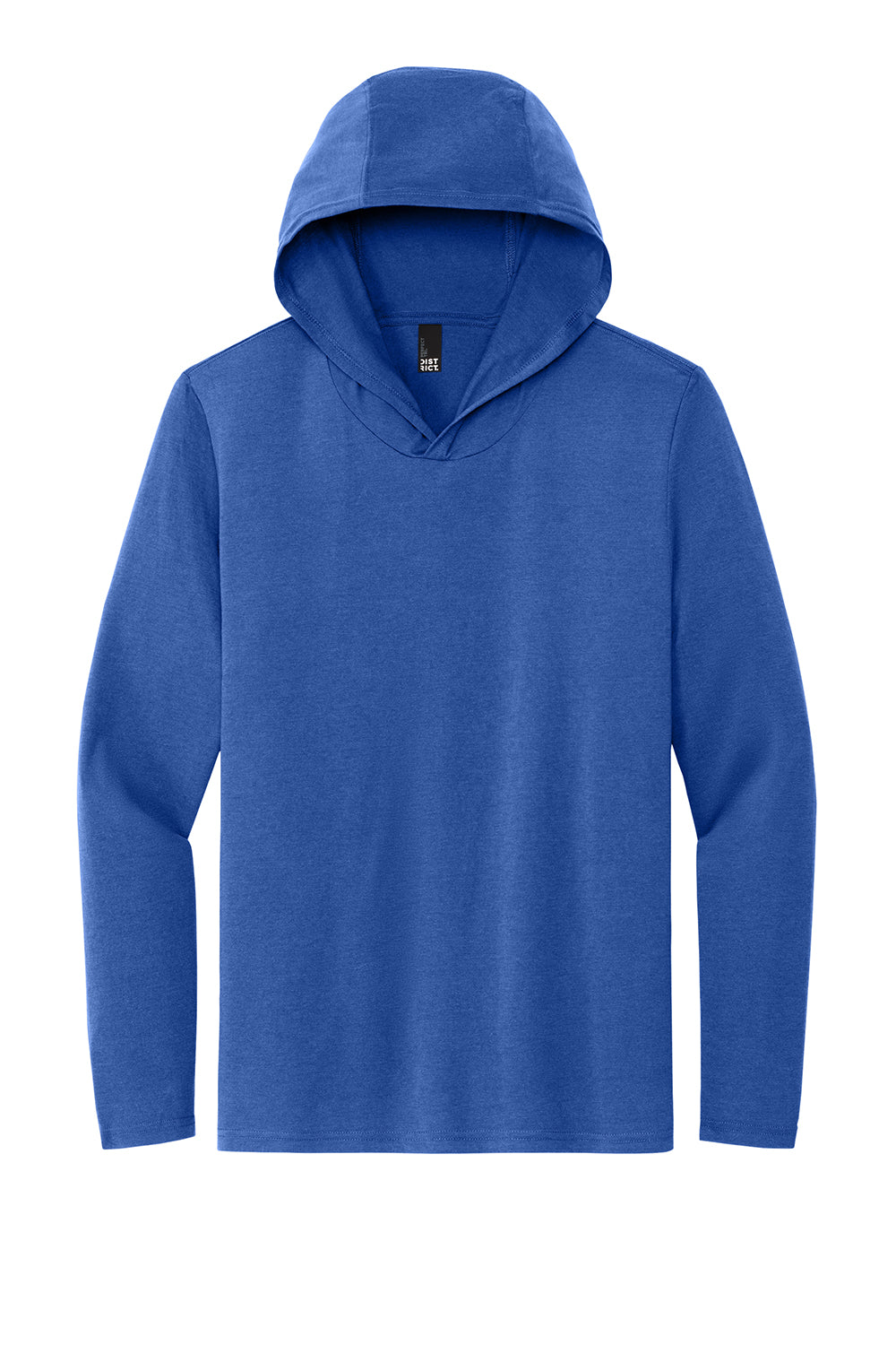 District DM139 Mens Perfect Tri Long Sleeve Hooded T-Shirt Hoodie Deep Royal Blue Flat Front