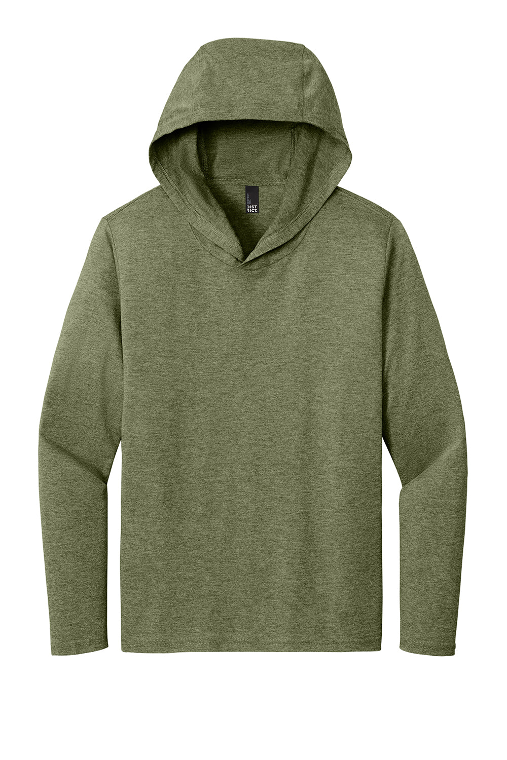 District DM139 Mens Perfect Tri Long Sleeve Hooded T-Shirt Hoodie Military Green Frost Flat Front