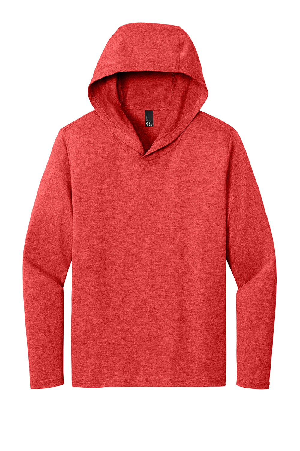 District DM139 Mens Perfect Tri Long Sleeve Hooded T-Shirt Hoodie Red Frost Flat Front