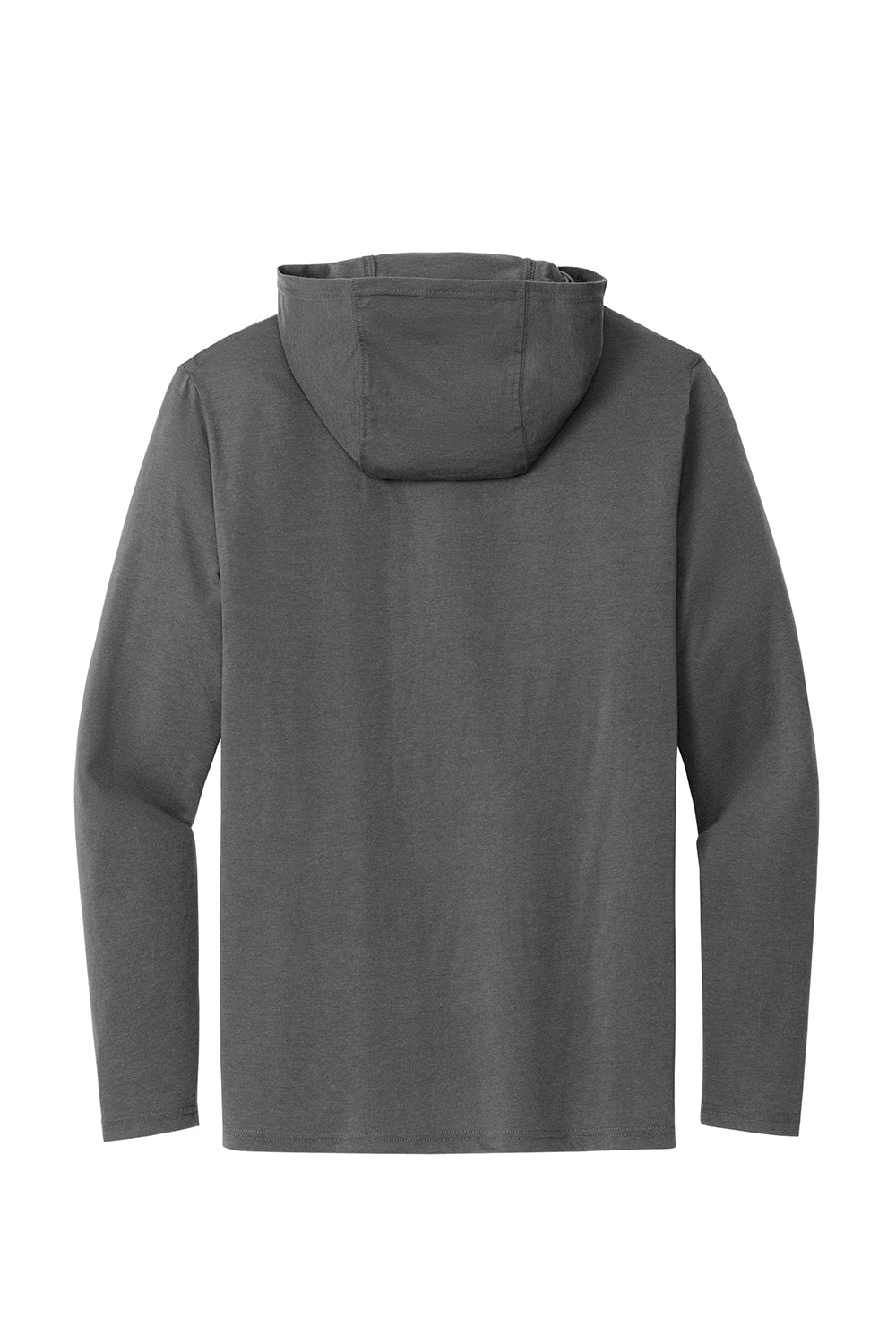 District DM139 Mens Perfect Tri Long Sleeve Hooded T-Shirt Hoodie Charcoal Grey Flat Back