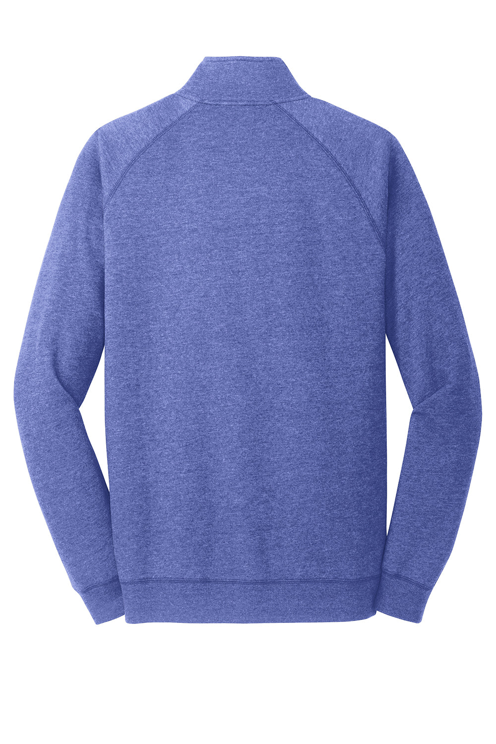 District DM392 Mens Fleece 1/4 Zip Sweatshirt Heather Deep Royal Blue Flat Back