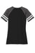 District DM476 Womens Game Short Sleeve V-Neck T-Shirt Black/Heather Charcoal Grey Flat Back