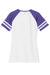 District DM476 Womens Game Short Sleeve V-Neck T-Shirt White/Heather Purple Flat Back