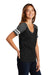 District DM476 Womens Game Short Sleeve V-Neck T-Shirt Black/Heather Charcoal Grey Model 3q