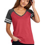 District Womens Game Short Sleeve V-Neck T-Shirt - Heather Red/Heather Charcoal Grey