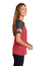 District DM476 Womens Game Short Sleeve V-Neck T-Shirt Heather Red/Heather Charcoal Grey Model Side