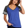 District Womens Game Short Sleeve V-Neck T-Shirt - Heather True Royal Blue/Heather Charcoal Grey