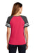 District DM476 Womens Game Short Sleeve V-Neck T-Shirt Heather Watermelon Pink/Heather Charcoal Grey Model Back