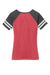 District DM476 Womens Game Short Sleeve V-Neck T-Shirt Heather Red/Heather Charcoal Grey Flat Back