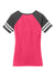 District DM476 Womens Game Short Sleeve V-Neck T-Shirt Heather Watermelon Pink/Heather Charcoal Grey Flat Back