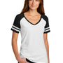 District Womens Game Short Sleeve V-Neck T-Shirt - White/Black