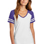 District Womens Game Short Sleeve V-Neck T-Shirt - White/Heather Purple