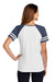 District DM476 Womens Game Short Sleeve V-Neck T-Shirt White/Heather Navy Blue Model Back