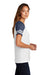 District DM476 Womens Game Short Sleeve V-Neck T-Shirt White/Heather Navy Blue Model Side