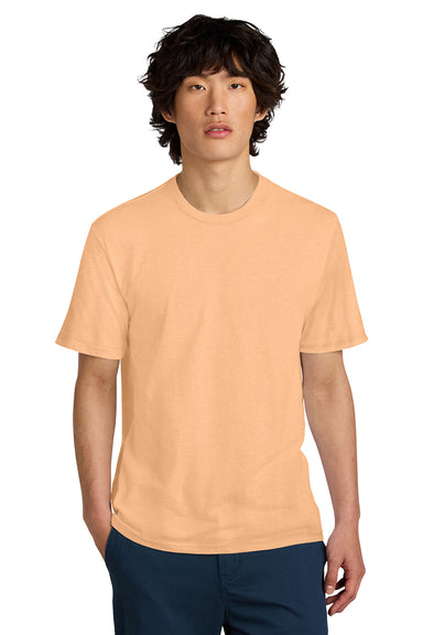 District DT104 Mens Perfect Weight Short Sleeve Crewneck T-Shirt Apricot Orange Model Front