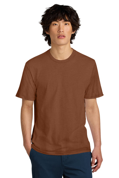 District DT104 Mens Perfect Weight Short Sleeve Crewneck T-Shirt Baked Clay Brown Model Front