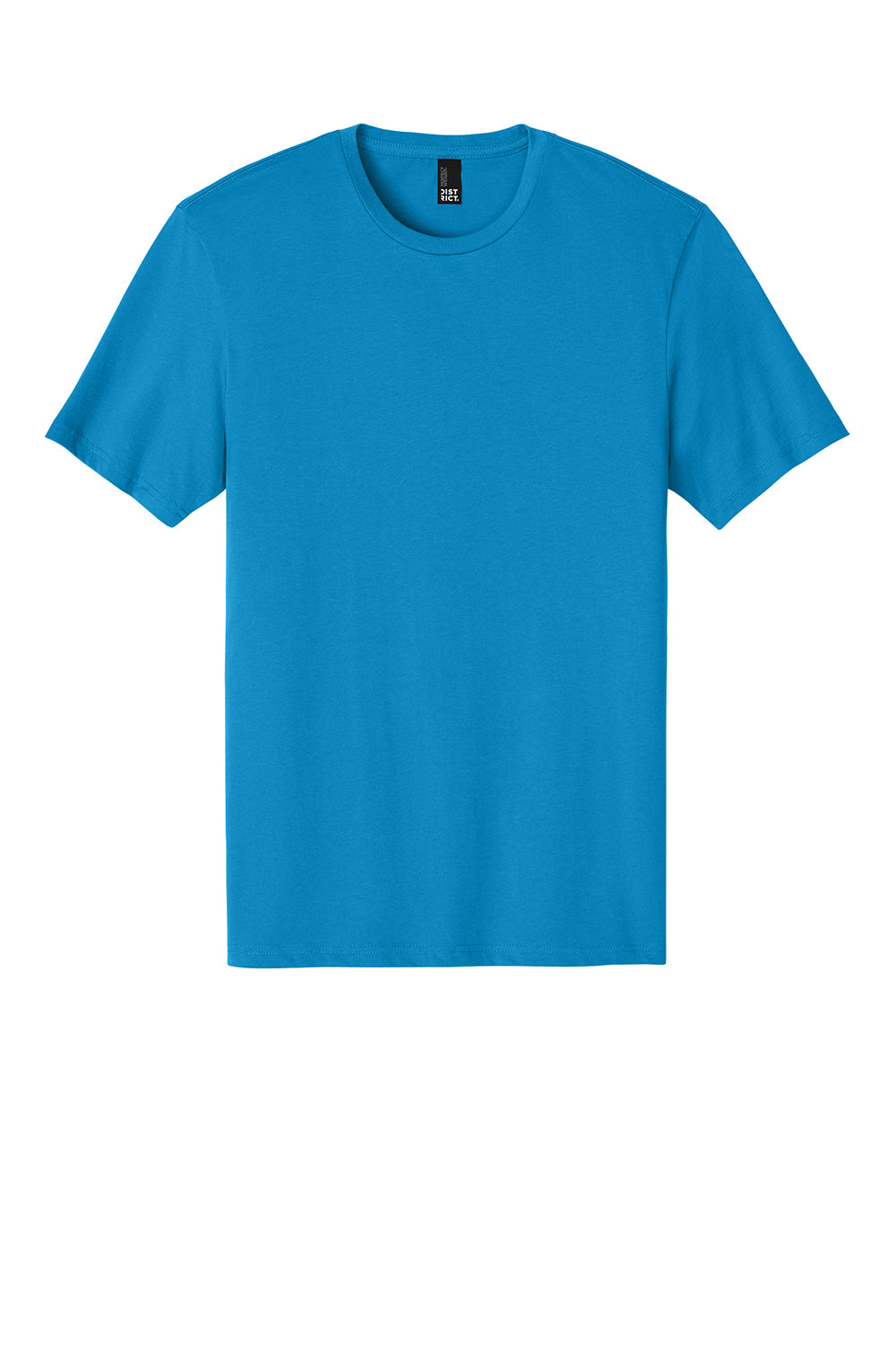 District DT104 Mens Perfect Weight Short Sleeve Crewneck T-Shirt Bright Turquoise Blue Flat Front