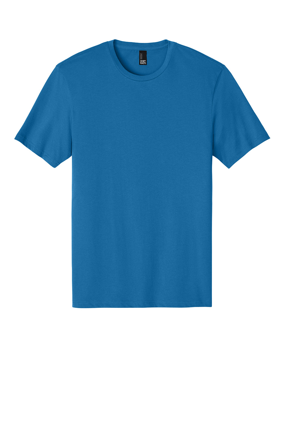 District DT104 Mens Perfect Weight Short Sleeve Crewneck T-Shirt Bright Blue Flat Front