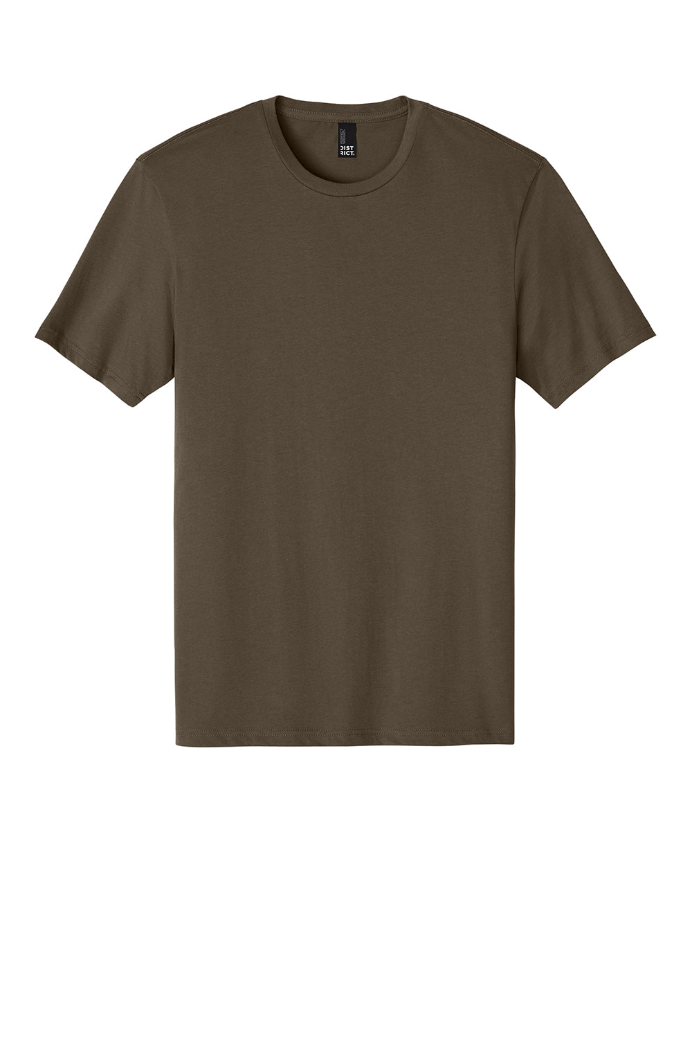 District DT104 Mens Perfect Weight Short Sleeve Crewneck T-Shirt Dark Mocha Brown Flat Front