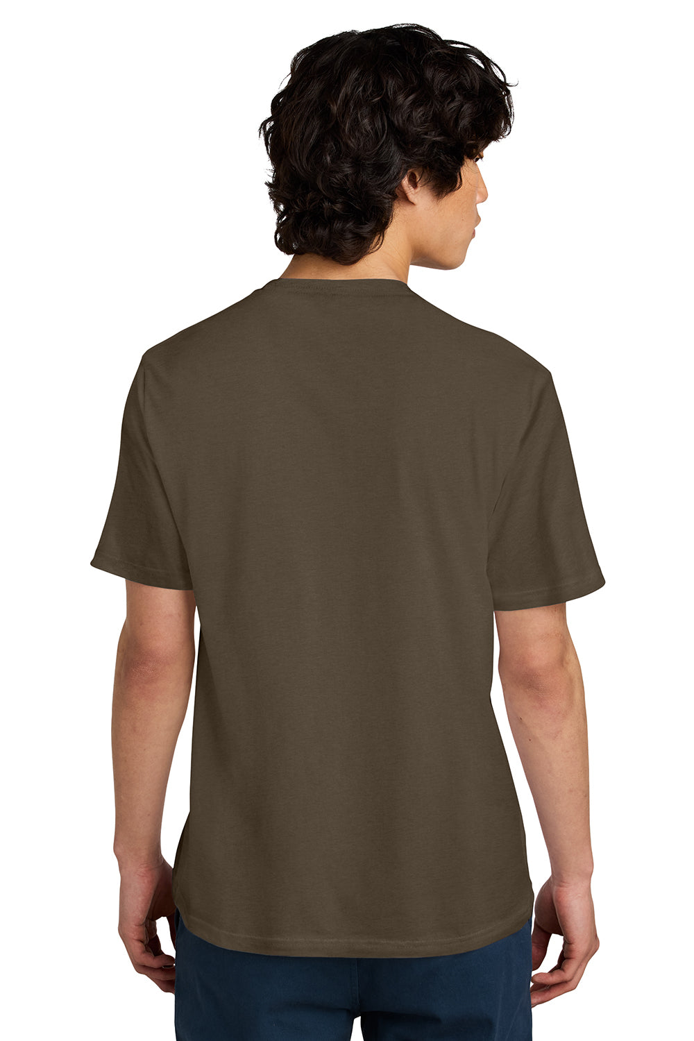 District DT104 Mens Perfect Weight Short Sleeve Crewneck T-Shirt Dark Mocha Brown Model Back