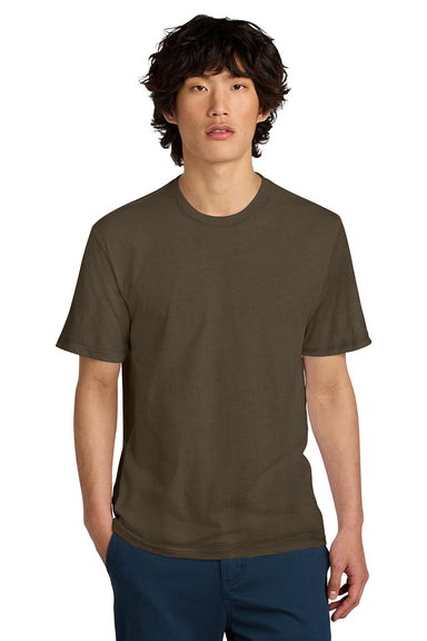 District DT104 Mens Perfect Weight Short Sleeve Crewneck T-Shirt Dark Mocha Brown Model Front