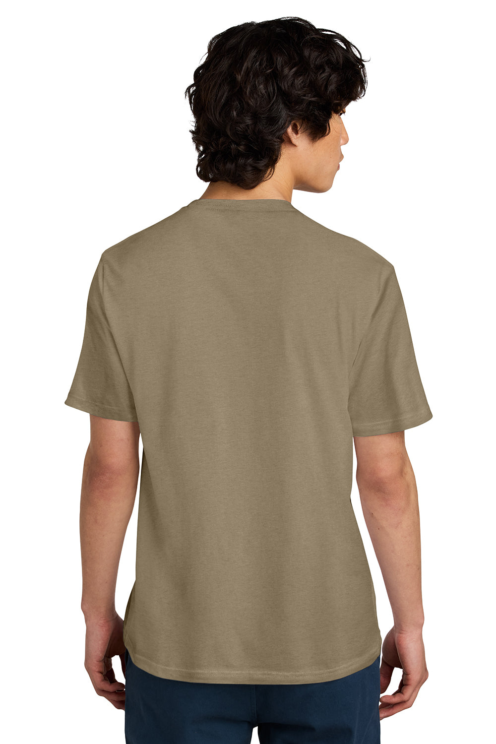 District DT104 Mens Perfect Weight Short Sleeve Crewneck T-Shirt Dune Brown Model Back