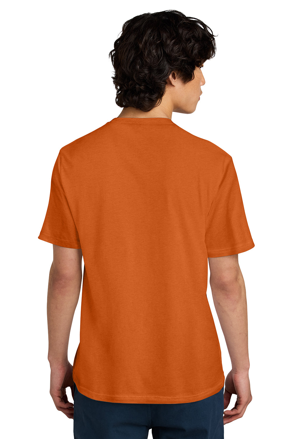 District DT104 Mens Perfect Weight Short Sleeve Crewneck T-Shirt Harvest Orange Model Back