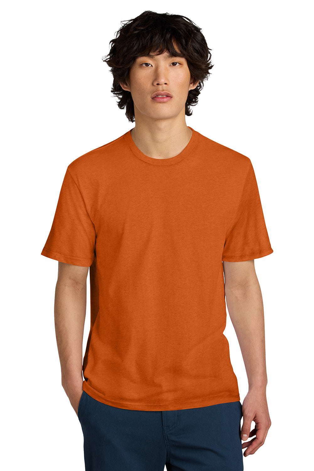 District DT104 Mens Perfect Weight Short Sleeve Crewneck T-Shirt Harvest Orange Model Front