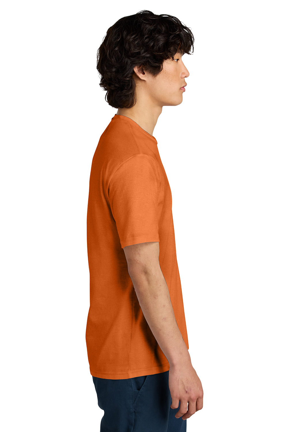 District DT104 Mens Perfect Weight Short Sleeve Crewneck T-Shirt Harvest Orange Model Side