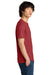 District DT104 Mens Perfect Weight Short Sleeve Crewneck T-Shirt Heather Red Model Side