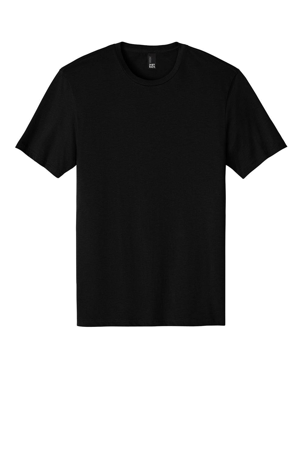 District DT104 Mens Perfect Weight Short Sleeve Crewneck T-Shirt Jet Black Flat Front