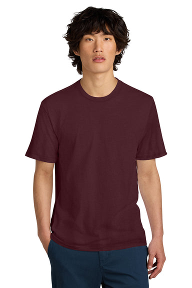 District DT104 Mens Perfect Weight Short Sleeve Crewneck T-Shirt Maroon Model Front