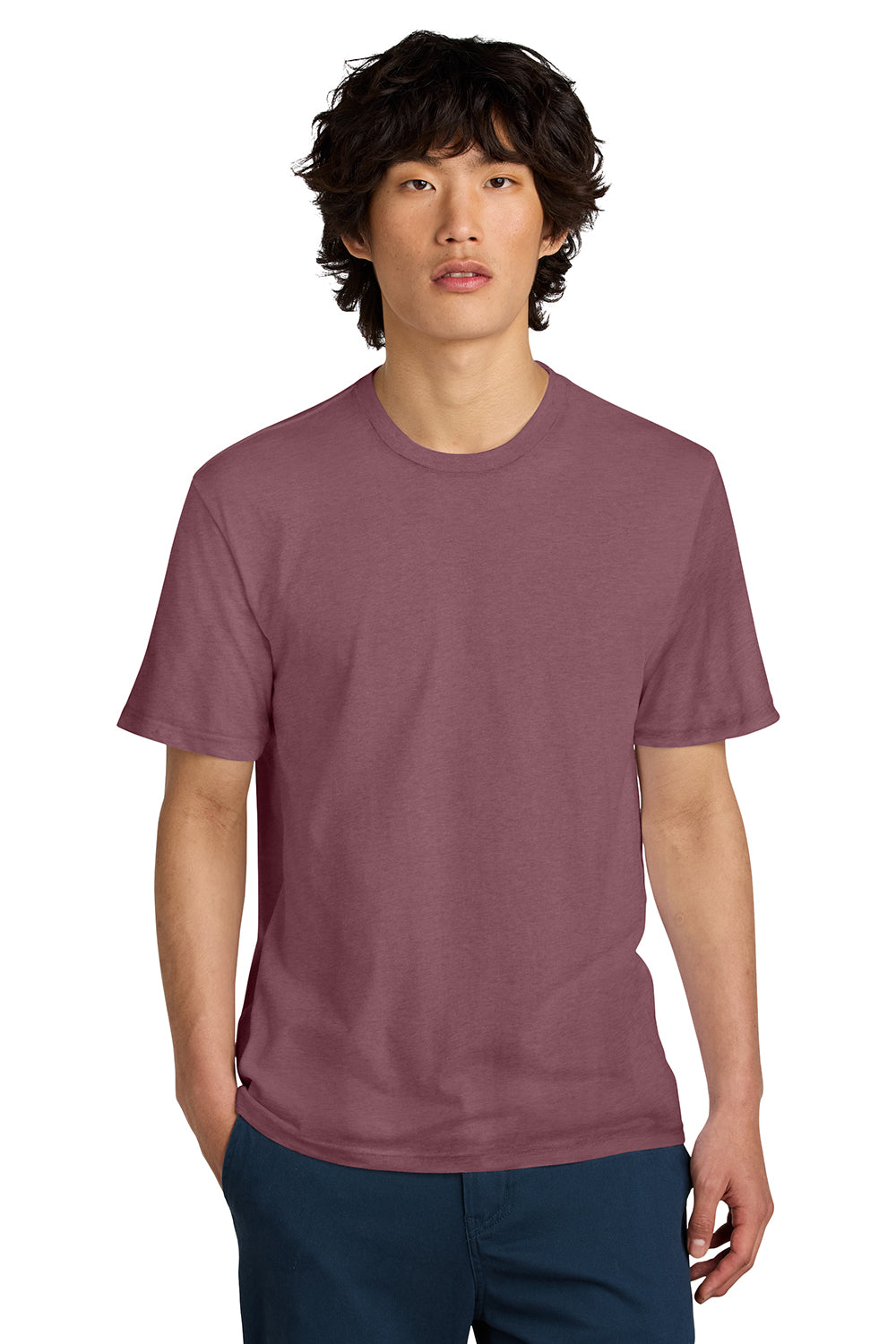 District DT104 Mens Perfect Weight Short Sleeve Crewneck T-Shirt Orchid Haze Model Front