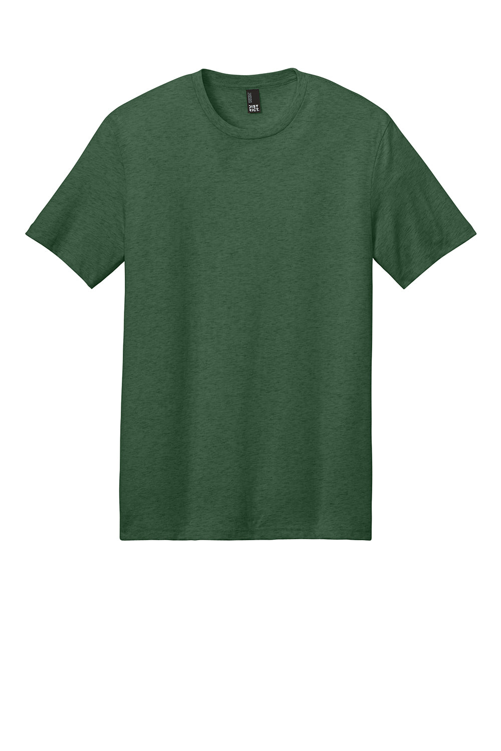 District DT104 Mens Perfect Weight Short Sleeve Crewneck T-Shirt Heather Timber Green Flat Front