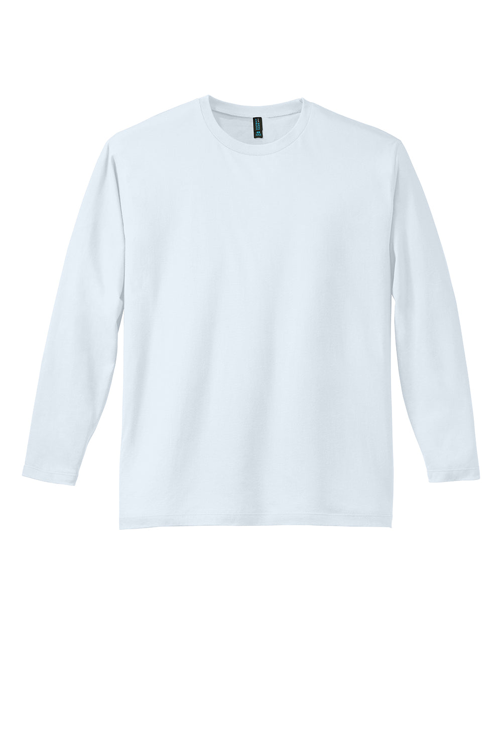 District DT105 Mens Perfect Weight Long Sleeve Crewneck T-Shirt Bright White Flat Front