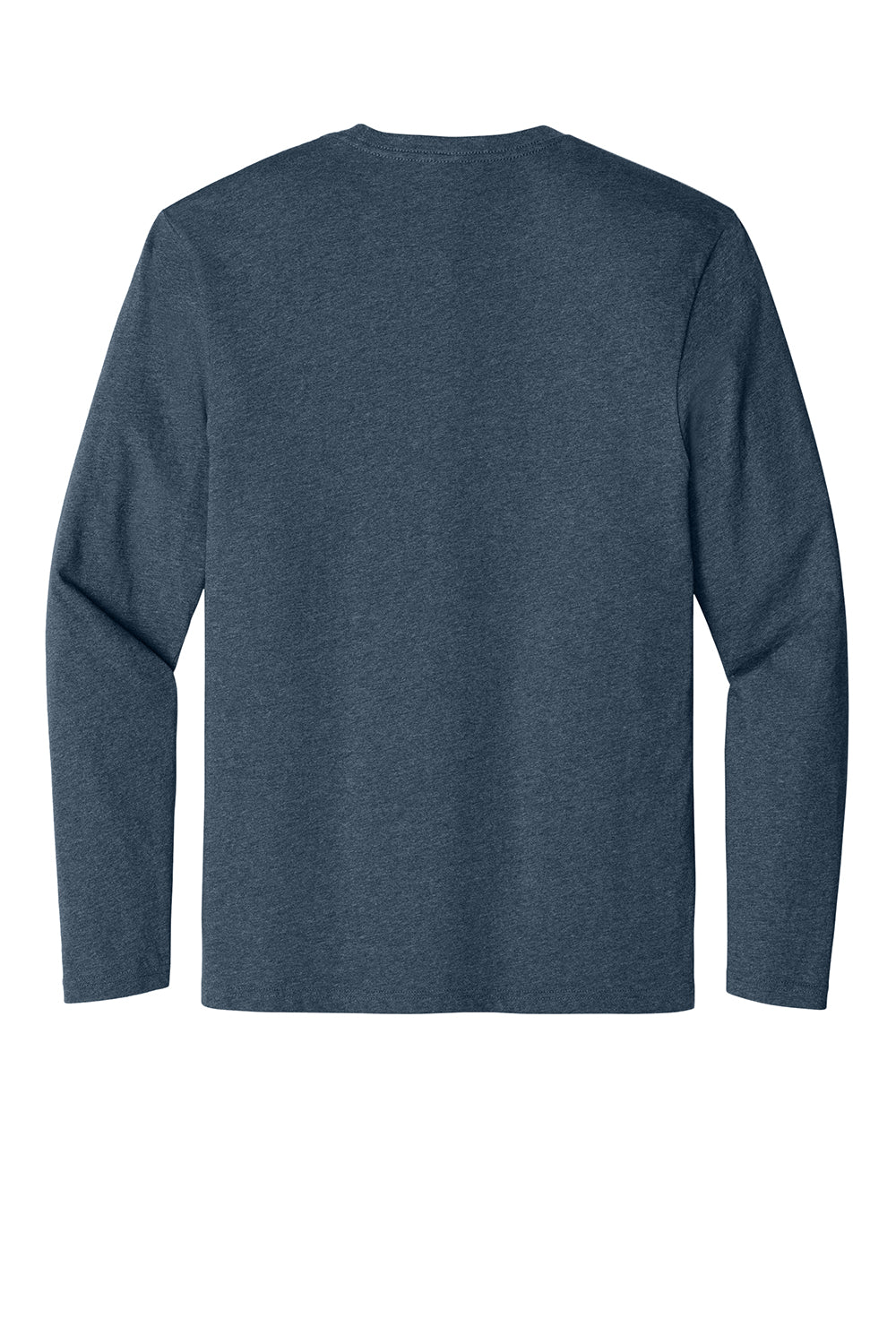 District DT105 Mens Perfect Weight Long Sleeve Crewneck T-Shirt Heather Navy Blue Flat Back