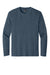 District DT105 Mens Perfect Weight Long Sleeve Crewneck T-Shirt Heather Navy Blue Flat Front